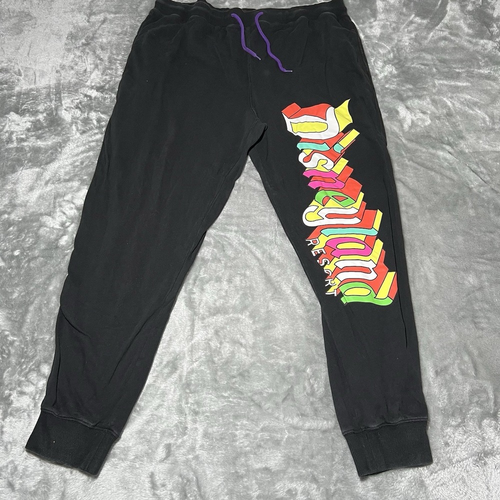 Disney Sweatpants Adult Large Black Magic Kingdom Disneyland Spell Out Unisex